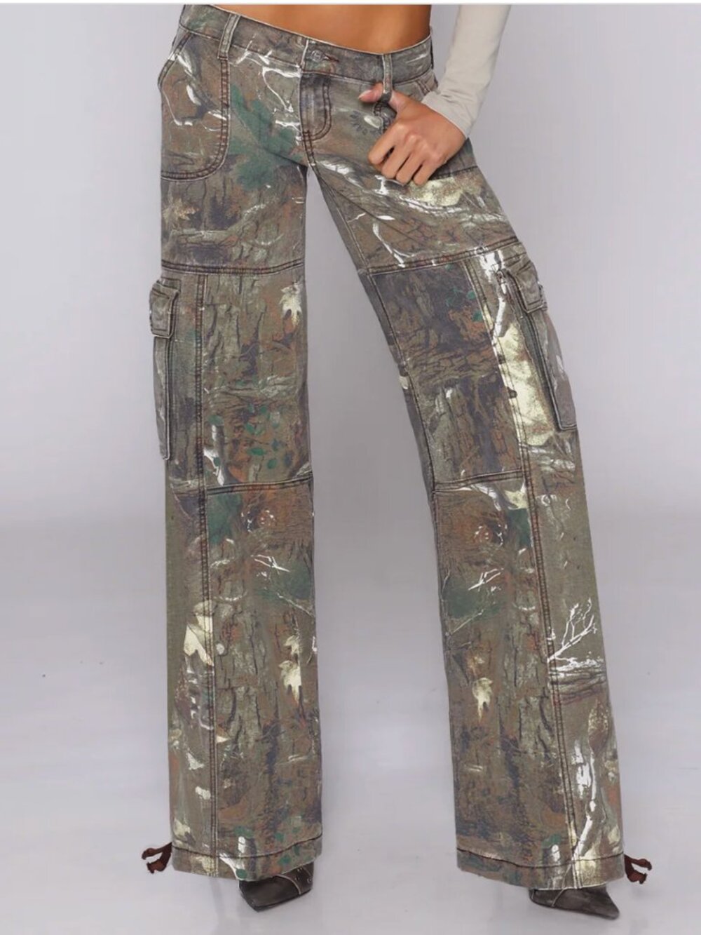 Revice Denim Amelia Pants Oakland Baggy Wide Leg Camo Camouflage Cargo Cotton 27